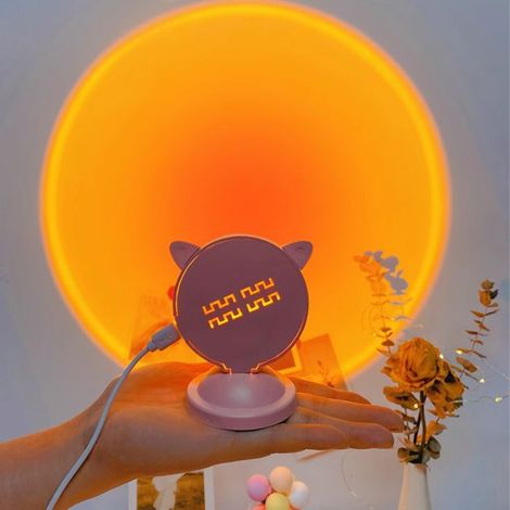 Projecteur Coucher De Soleil - LED USB - Projection Arc-En-Ciel Et Lumière Douce - Veilleuse Décorative - 1 Pièce (1/4)