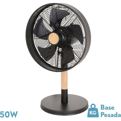 Tischventilator falcon schwarz/buche 3vel.45w 5 Flügel oszillierend und rotierend 59x35x28cm