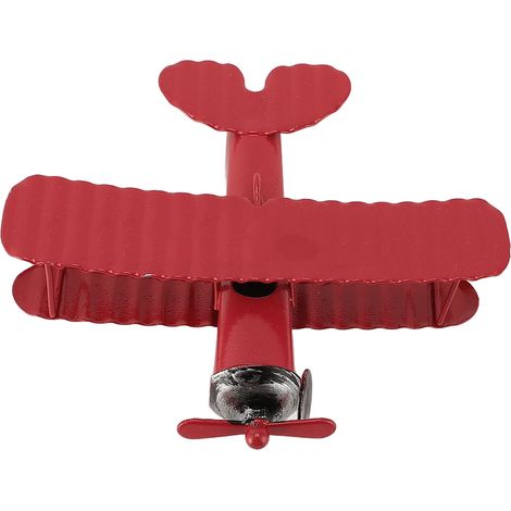 Maquette Avion Décoration Fer Forgé Style Rétro Rouge 10x9x5cm pour Console Voiture ou Étagère Intérieur Design Authentique et Élégant (1/5)