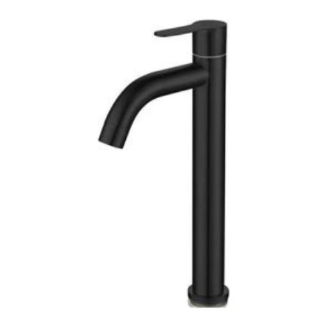 Robinet à poignée unique en acier inoxydable, design rétro élégant, robinet de lavabo de salle de bain en finition noir mat givré. (1/4)