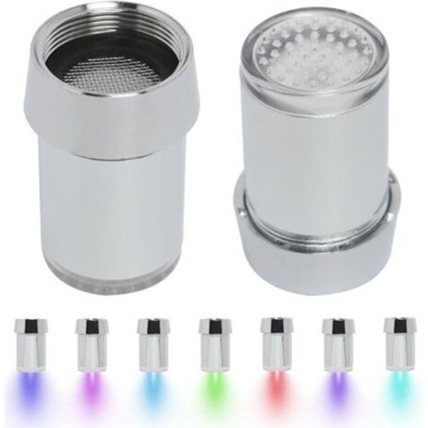 Robinet à LED Change de Couleur, 2 Pièces à Capteur Avec 7 Couleurs, Accessoires de Courant d'Eau pour Restaurants, Salles de Bain, Cuisine