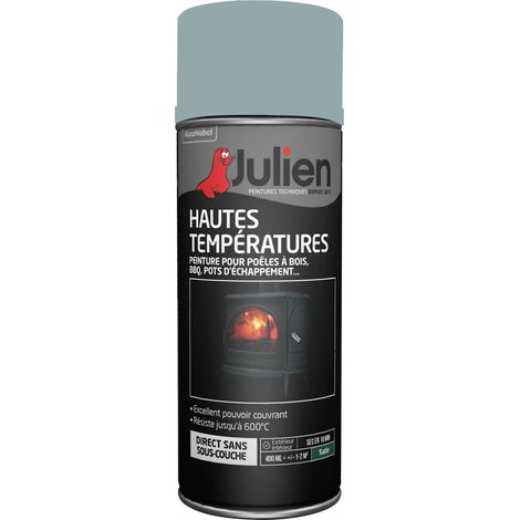 Peinture aérosol Hautes Températures (jusqu'à 600°C) - Satin Aluminium - 400 ml - Julien
