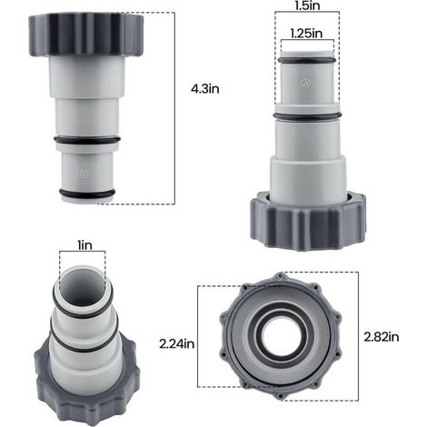 Adaptateur Tuyau Piscine 2 Pièce Raccord Piscine Adaptateurs Filetés Mâles pour Pompe de Vidange De Piscine, pour Tuyau de 1,5 Et 1,25" - Série A (1/4)