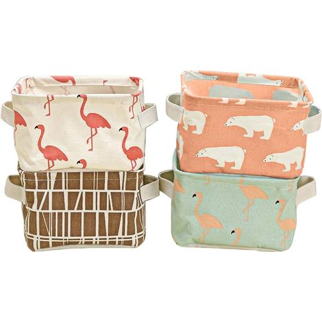 Panier De Rangement - Tissu Lin Et Jute Naturel - Pliable Et Léger - Pour Bureau Maquillage Jouets Fournitures - 1 Pièce (1/5)