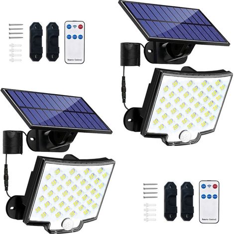 pièce Lampe Solaire Exterieur Detecteur de Mouvement,LED Convex Lenses Projecteur Solaire,3Mode 1500mAH Lumiere Solaire Exterieuré tanchéité IP65 Spot Extérieur pour Jardin Garage Cour (1/5)