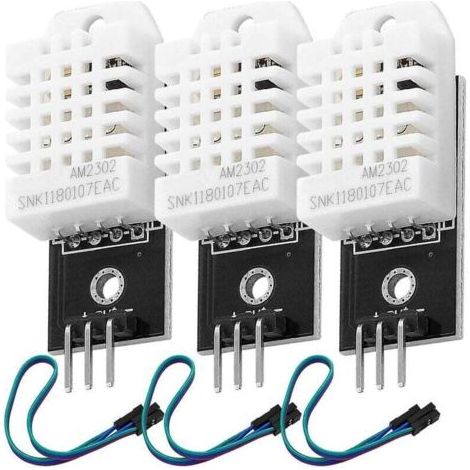 Lot de 3 Capteurs de Température et d'Humidité DHT22 avec Câbles Compatible Arduino (1/4)