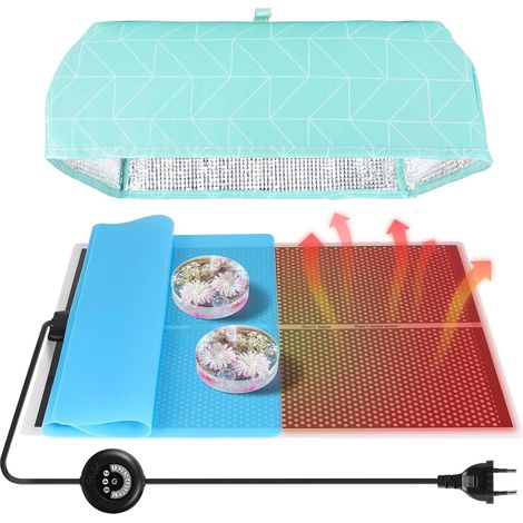 Tapis Chauffant en Résine 28 × 42 cm avec Minuterie 20W, 7 Niveaux de Température Réglables, pour Durcir Rapidement et Éliminer Les Bulles pour Résine Époxy, Moule Resine (1/5)