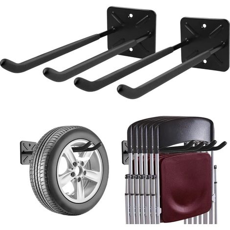 Ganchos para garaje, perchero de pared, organizador para cobertizo, organizador de herramientas resistente, ganchos multiusos para almacenamiento en garaje (juego de 2) (1/5)