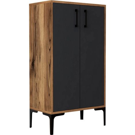 Dmora - Schuhschrank Helios, Schuhregal, Mehrzweck-Eingangsgarderobe, Möbel für Schuhe, 60x35h111 cm, Walnuss und Anthrazit, mit verstärkter Verpackung