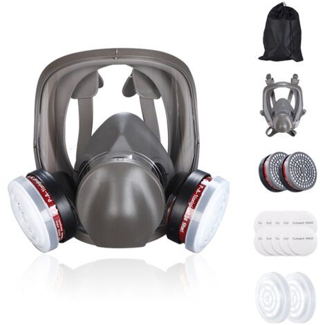 Pair Masque respiratoire complet réutilisable KN95 – Protection contre gaz et vapeurs organiques – Conception ergonomique en silicone – Double filtre charbon actif