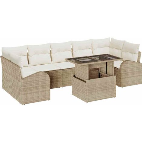 Maison Exclusive - Garten-Sofa-Set mit Kissen 8 pcs Beige Poly Ra