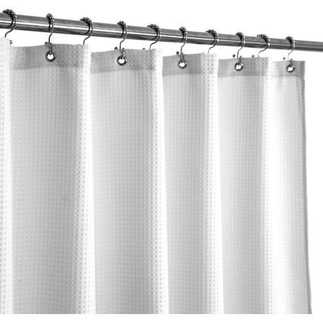 Rideau de Douche Extra Long de 213,4 cm de Hauteur, Tissu gaufré, Lavable en Machine, Motif piqué pour Rideaux décoratifs de Salle de Bain, 180 x 213 cm (Extra Long) (1/5)
