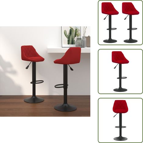 The Living Store Taburetes de cocina 2 unidades terciopelo rojo vino tinto - Asiento de terciopelo