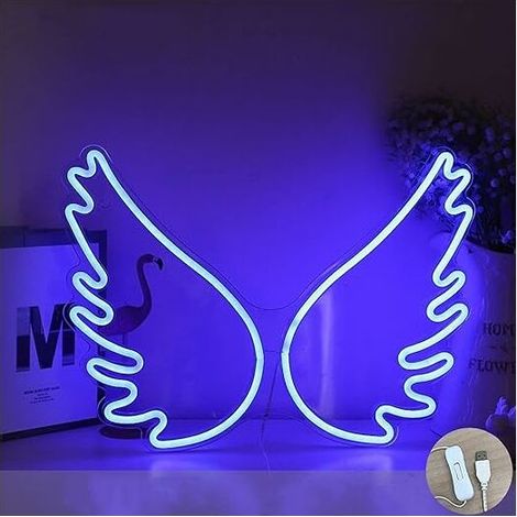 1pc LED Neon Light Sign Angel Wings USB Night Light Decorative Sign for Bar Pub Store Club Garage Home party decor (1/5)
