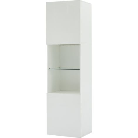 Vitrina blanca de alto brillo con LED 45 x 35 x 160 cm, 1 balda de vidrio (1/5)