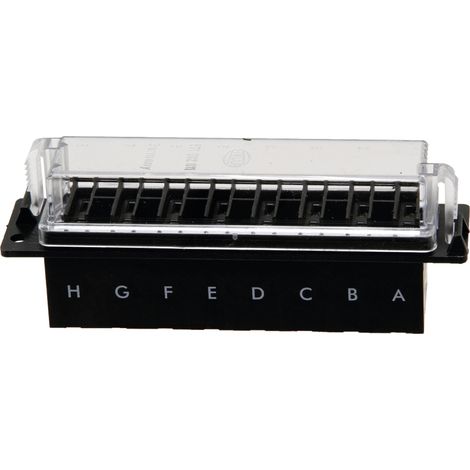 Scatola portafusibili piatta a 8 pin, 142x43,5 mm, 32 connettori da 6,3 mm