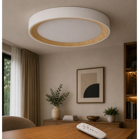 Dekorative LED-Deckenleuchte, 36 W, CCT 3000–6000ºK (Einstellbar Lichtton), Fernbedienung, weißes Finish (1/4)