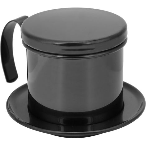 Cafetière filtre vietnamienne en acier inoxydable, finition noire brillante, pour la maison, la cuisine, le bureau, le restaurant ou le café. (1/5)