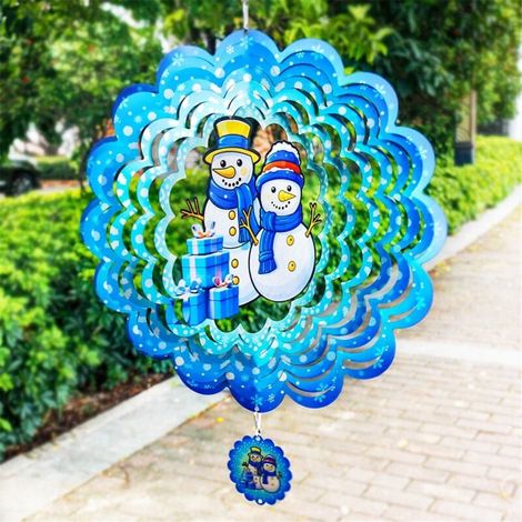 Turbine eoliche 3D, mulini a vento natalizi sospesi per decorazioni natalizie, decorazioni artistiche da giardino da 12 pollici, pupazzo di neve (1/4)