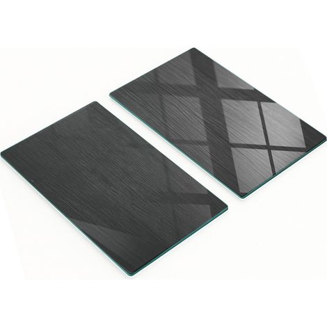 Pizarras de vidrio duraderas y elegantes con dise帽o de madera, color negro, 2x30x52 cm.