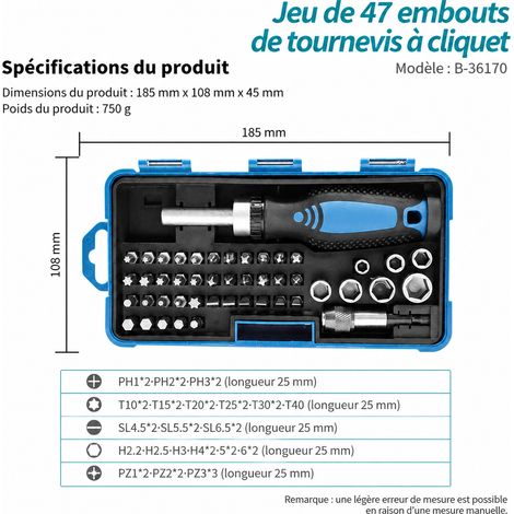 Coffret clé à cliquet Makita 47 pièces B-36170 avec embouts et douilles HSS 1 kg – Livraison gratuite