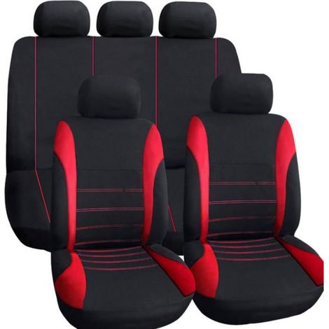 Housses de siège de voiture universelles noires et rouges, accessoires d'intérieur de voiture, coussin de siège auto de style sport (1/4)