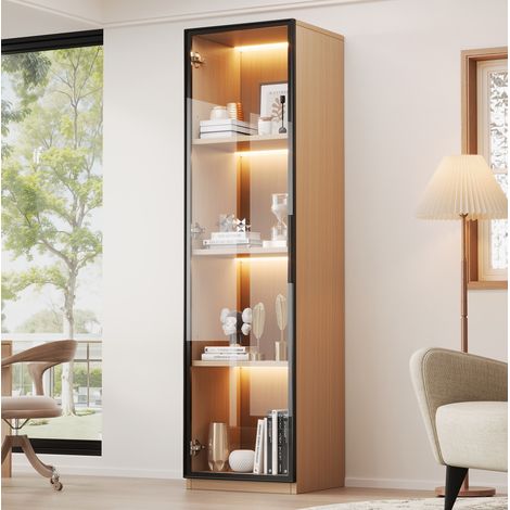 mobile contenitore 40x40x165 con LED vetro rovere OKMYHOME (1/5)