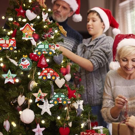 Set mit 10 DIY-Weihnachtsbaumschmuckstücken 2021, Baumschmuck mit Platz für eine persönliche Nachricht, Partyzubehör (Beutel), zufällige Farben und Muster, Einheitsgröße (1/5)