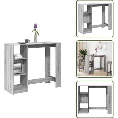 vidaXL Bartisch mit Regal Grau Sonoma 124x46x103,5 cm Holzwerkstoff (1/5)