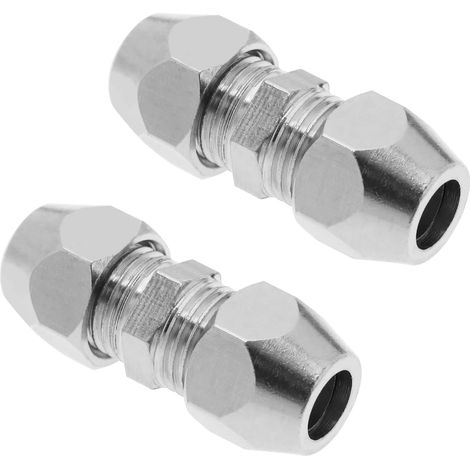 Lot de 2 raccords droits à double virole de 6 mm en cuivre plaqué nickel pour tuyau de climatisation (1/5)