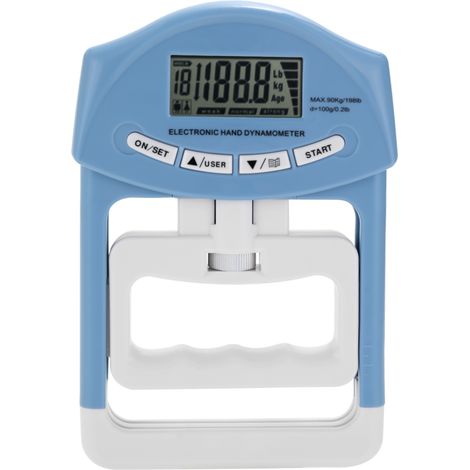 Medidor electrónico de fuerza de agarre, tensiómetro, medidor de aptitud física, dinamómetro para medir la fuerza de agarre promedio, batería no incluida. (1/5)