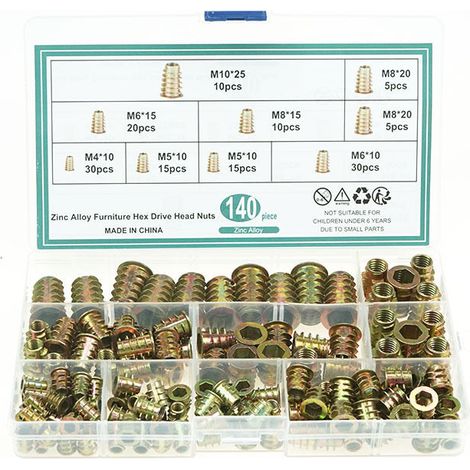 RHG 140PCS, dents trapézoïdales internes et externes en forme de T, dents en alliage de zinc, (M4, M5, M6, M8, M10) (1/5)