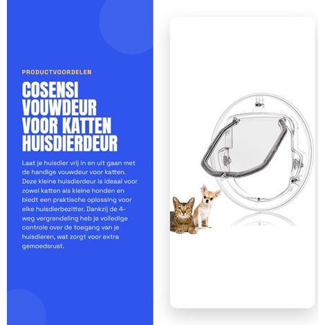 Dailygoods, Puerta plegable con cierre de 4 posiciones, Gatera, Tiras de cepillo, Plástico ABS, Apto para perros pequeños de hasta 6 kg (1/5)