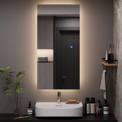 Specchio bagno Miral, Vetro, 50 x 100 cm con retroilluminazione, Vicco