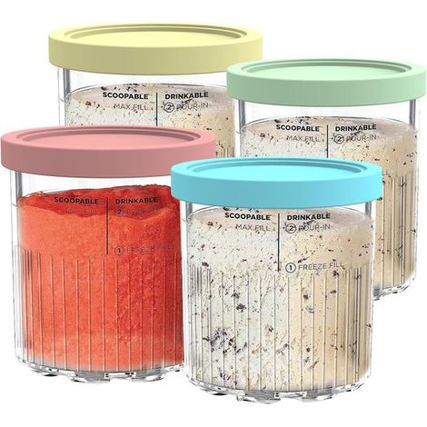 Coppette per gelato Ninja Creami Deluxe, 4 contenitori di ricambio (0,5 l) con coperchi a tenuta stagna. Compatibili con i modelli NC501 e NC500. Lavabili in lavastoviglie. (1/5)