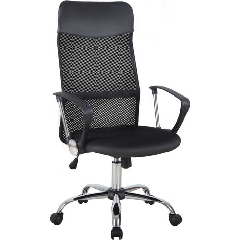 Fauteuil bureau ergonomique maille roulettes pivotant réglable hauteur dossier confort bureau télétravail 63x65x109-119 cm noir (1/5)