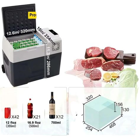 Réfrigérateur Congélateur de Voiture, Design Portable, Refroidissement Efficace, 30L (1/2)