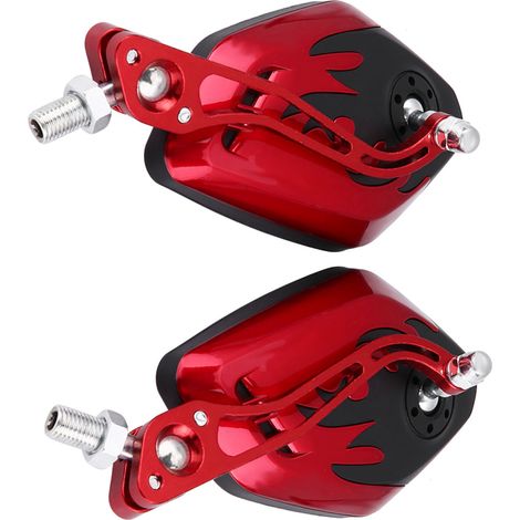 Rétroviseurs Moto Scooter Universels Aluminium 8mm 10mm Motif Flamme Rouge - Paire (1/5)