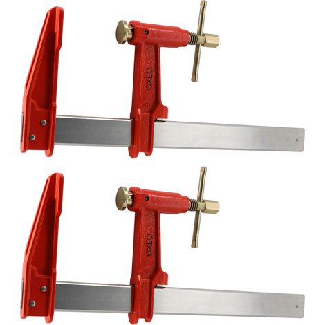 Lot de 2 serres joints à pompe 30 cm - Acier laminé - Longueur de serrage 30 cm - Saillie 125mm - Frein anti glissement (1/5)