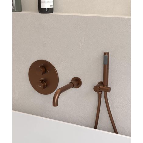 Mitigeur thermostatique de baignoire à encastrer Or rose brossé - Corbeau