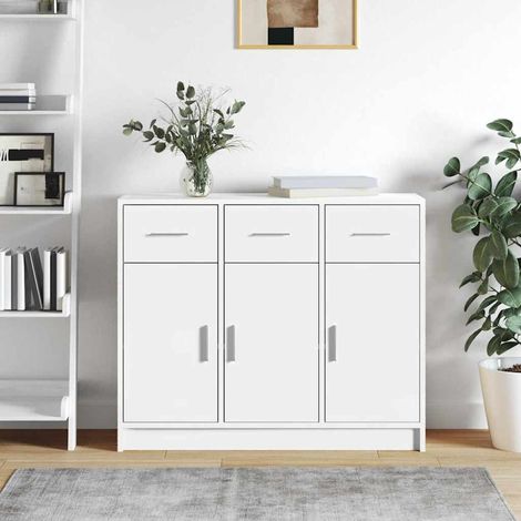 vidaXL Credenza Bianca 91x28x75 cm in Legno Massello di Acacia (1/5)