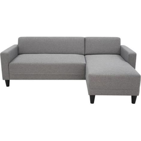 Canapé d'angle fixe 4 places BOB - Tissu souris - Réversible - L 197 x P 117 x H 65 cm (1/5)