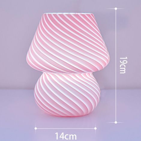 Mushroom Lamp - Desk Lamp with Striped Glass, Bedlight for Bedroom, Living Room, Coffee Shop, Office, Including Light Bulbs, Girl's Gift, Lady, Birthday, New Year, Blue [Energy Level F] (1/5)