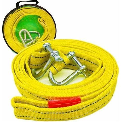 Sangle de remorquage haute résistance avec deux crochets de sécurité en D pour treuil, capacité de 5 tonnes et longueur de 5 m (1/4)