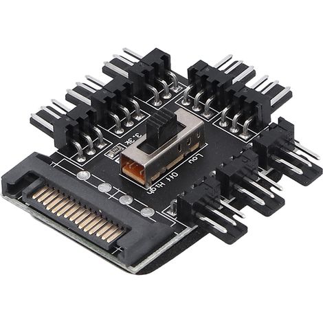 Contrôleur de Vitesse pour Ventilateurs PC 8‑Voies avec Câble d'Extension 3 Broches Interface SATA (1/5)
