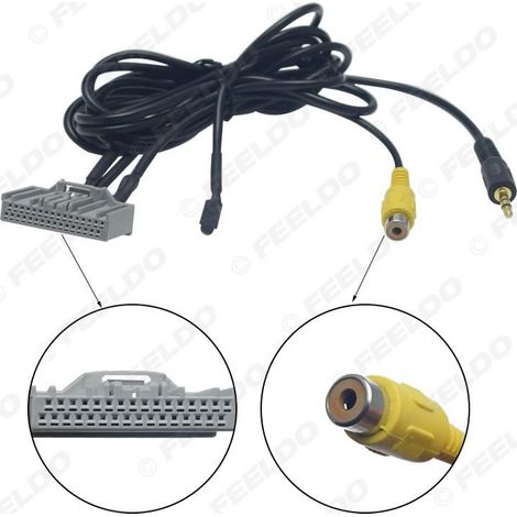 Compatible avec la caméra de recul Honda CRV, câble d'entrée AUX audio de voiture 3,5 mm avec microphone.