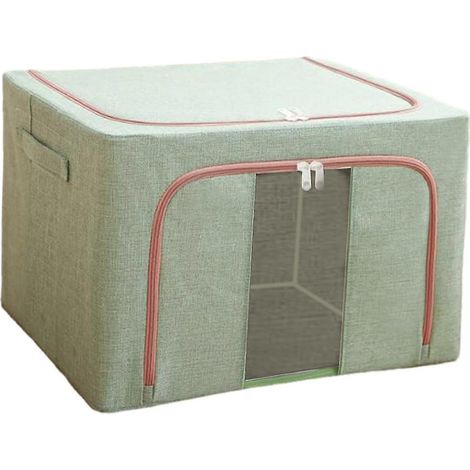 Kleideraufbewahrungstaschen, Aufbewahrungsboxen mit Stahlrahmen, Aufbewahrungsbehälter für Kleidung, Decken, Kleiderschrankorganisation und Aufbewahrung-Green 66L (1/5)