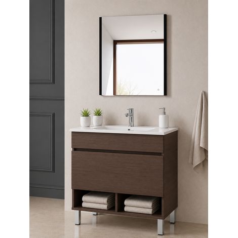 Mobile bagno con piedini con lavabo extrapiano ORIGENBATH NEBARI senza specchio 50x40 cm frassino tea (1/3)