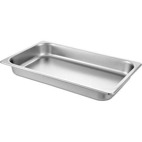 Lot de 6 bacs gastro inox 20,9 x 12,8 x 2,6 cm, contenant profond 8,5 L, compatible chauffe-plat, anti-blocage, pour four et restauration. (1/5)