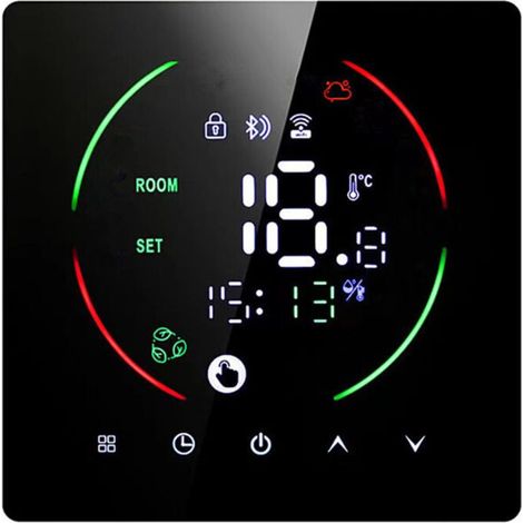 Thermostat intelligent Thermostat de chauffage Thermostat d'ambiance Thermostat de chauffage électrique au sol 16A LED écran tactile numérique noir tonchean (1/5)